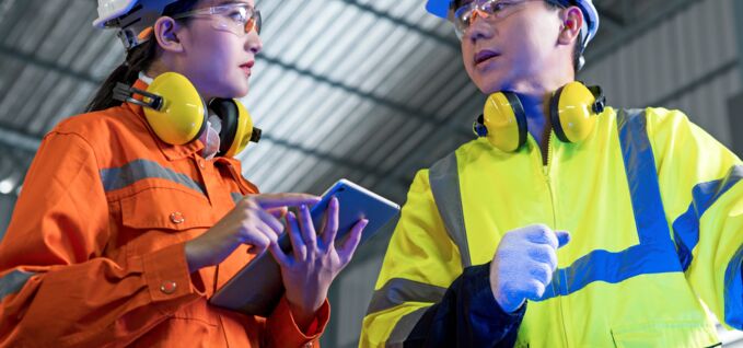 Engineers in a plant setting