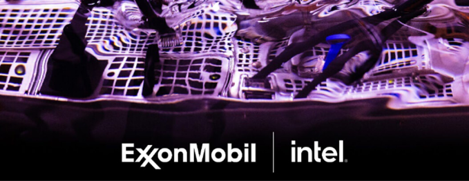 tanque de fluido de inmersión del centro de datos púrpura y negro con fluido y tarjeta ExxonMobil e Intel