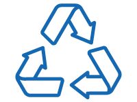 Icon of a recycling symbol describing recycling.