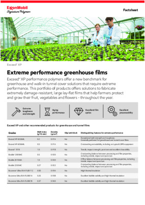 Exceed™ XP performance polymers offer a new benchmark for greenhouse and walk-in tunnel cover solutions that require extreme performance. 