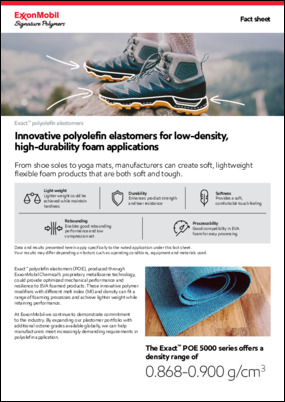 From shoe soles to yoga mats, manufacturers can create soft, lightweight flexible foam products that are both soft and tough, with Exact  plastomers for foam applications.