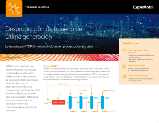 MTDP-3 está diseñado para procesar tolueno y cantidades limitadas de aromáticos C9 y puede permitir reducir el cuello de botella a menos costo en las instalaciones existentes de desproporción del tolueno (TDP).