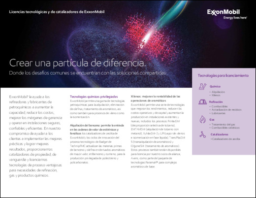 Conozca los catalizadores patentados de última generación y las tecnologías de proceso ventajosas que ofrece ExxonMobil para las necesidades de refinación, gas y productos químicos.