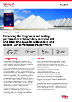 Enhancing the toughness and sealing performance of heavy duty sacks for salt and other fine powders with Enable™ and Exceed™ XP performance PE polymers 