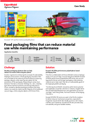 Combining ExxonMobil’s innovative performance polymer and application expertise with YiHai Kerry’s industry insights led to the successful development of thinner yet stronger vacuum rice bags.