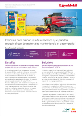 La combinación del innovador polímero de alto desempeño y la experiencia en aplicaciones de ExxonMobil con los conocimientos industriales de YiHai Kerry, permitió desarrollar una nueva generación de bolsas al vacío para arroz.