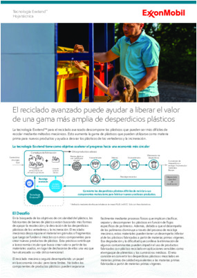 Hoja informativa sobre la tecnología Exxtend para reciclaje avanzado