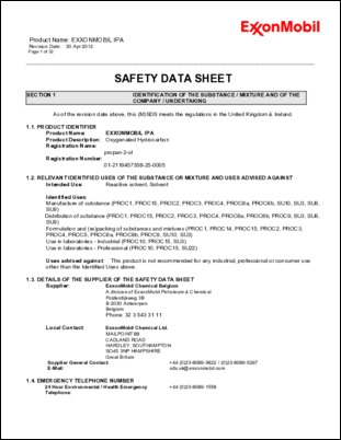 IPA SDS example of an external SDS