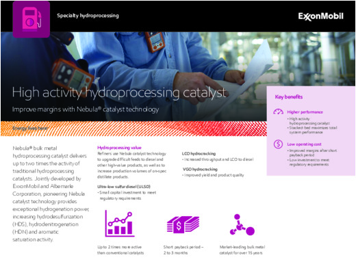 Learn how Nebula® bulk-metal hydroprocessing catalyst delivers up to two times the activity of traditional catalysts, helping refiners upgrade difficult feeds to diesel and other high-value products.