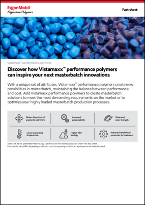 With a unique set of attributes, Vistamaxx performance polymers create new possibilities in masterbatch, maintaining the balance between performance and cost.