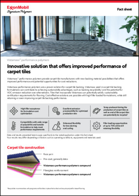 Vistamaxx™ performance polymers provide carpet tile manufacturers with new backing material possibilities for lower overall cost and improved performance.