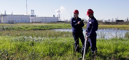 ExxonMobil Chemical engineers observe environmental impact