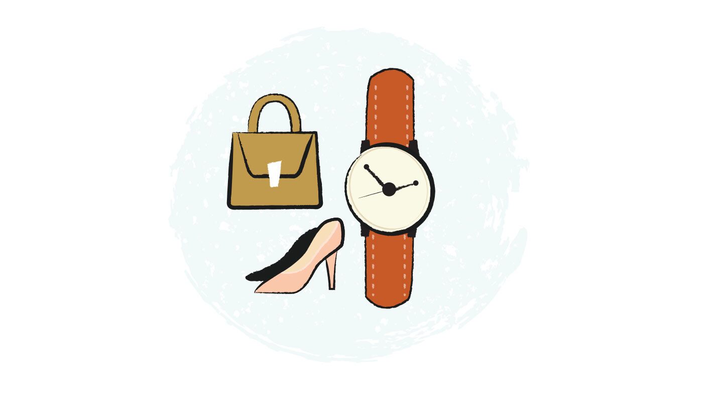 Cartoon watch purse and shoes