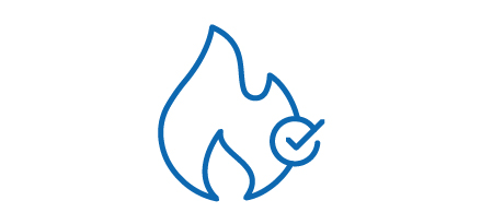 Icon of a fire with a checkbox describing thermal and conductive stability