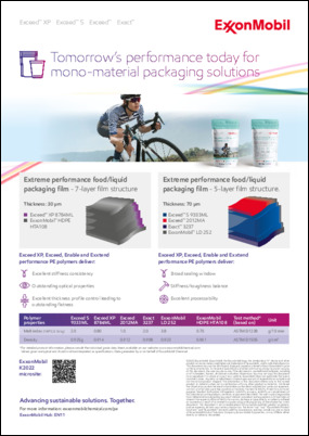Recyclable* full PE cast packaging solution machine run sheet.  Featuring a mono-material pouch created in conjunction with Colines and Hudson Sharp