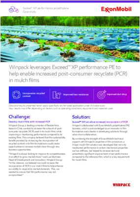 Winpack leverages Exceed™ XP performance PE to help enable increased post-consumer recyclate (PCR) in mulch films