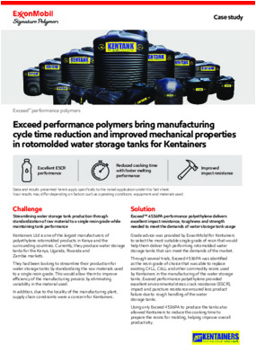 Case study: Exceed performance polymers bring manufacturing cycle time reduction and improved mechanical properties in rotomolded water storage tanks for Kentainers