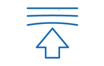 Icon of an arrow compressing describing stiffness, elevated stiffness, compression.